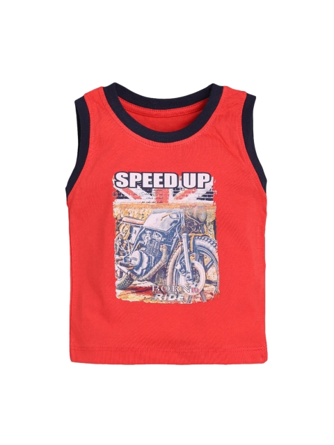 

Hopscotch Girls Red Graphic Printed Tank Top