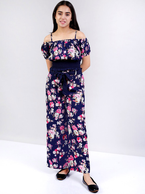 

Naughty Ninos Girls Navy Blue Printed Top with Palazzos