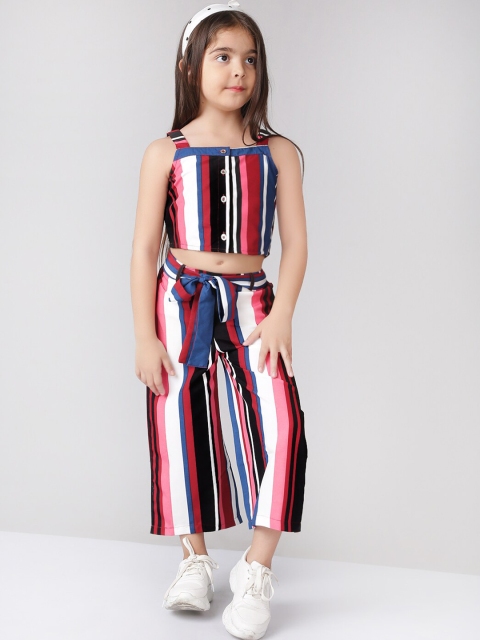 

Naughty Ninos Girls Multicoloured Striped Printed Top with Palazzos, Multi