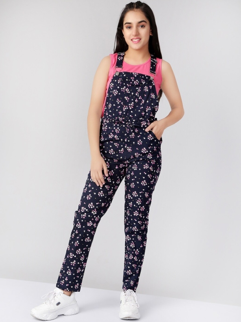 

Naughty Ninos Girls Navy Blue Printed Dungaree with Top