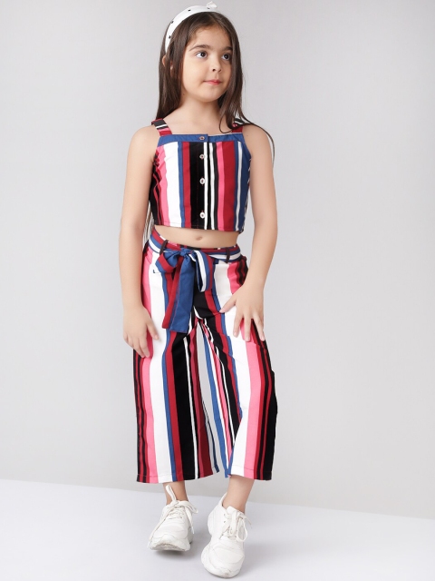 

Naughty Ninos Girls Multicoloured Striped Printed Top with Palazzos, Multi