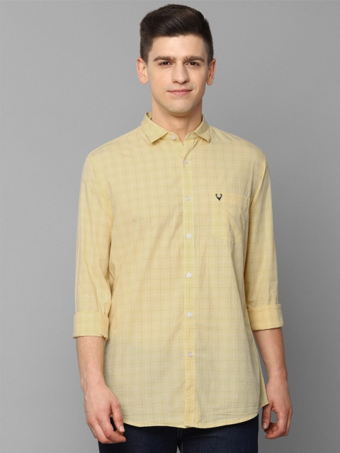 

Allen Solly Men Yellow Slim Fit Checked Pure Cotton Casual Shirt