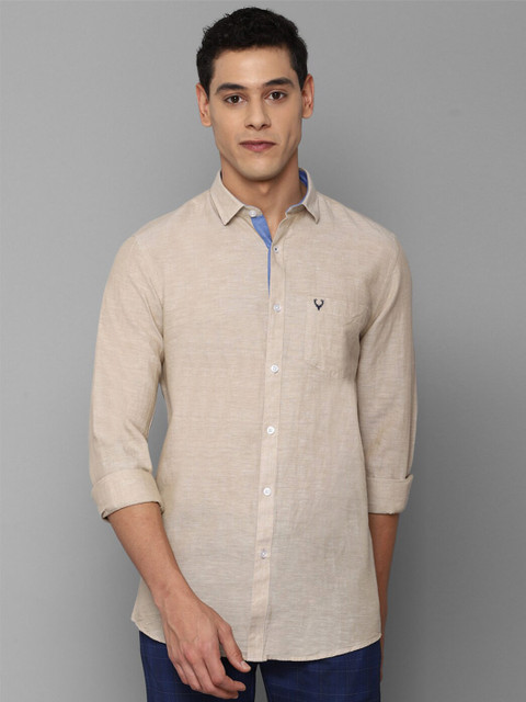 

Allen Solly Men Beige Slim Fit Cotton Linen Casual Shirt
