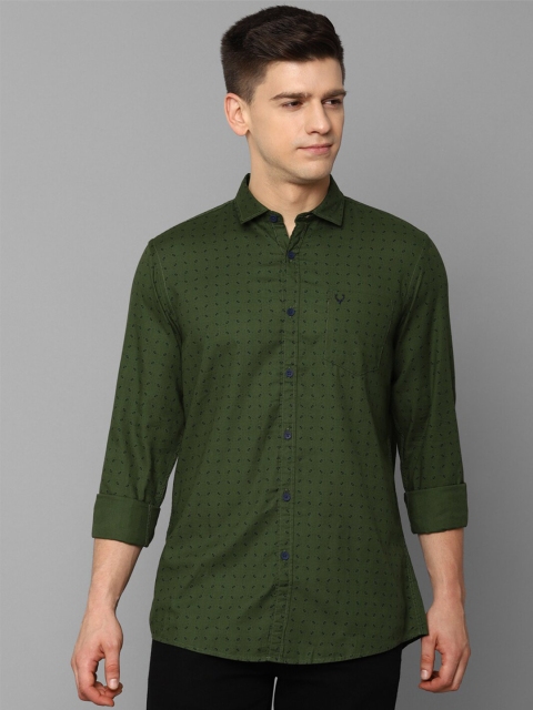 

Allen Solly Sport Men Olive Green Micro Ditsy Printed Pure Cotton Casual Shirt