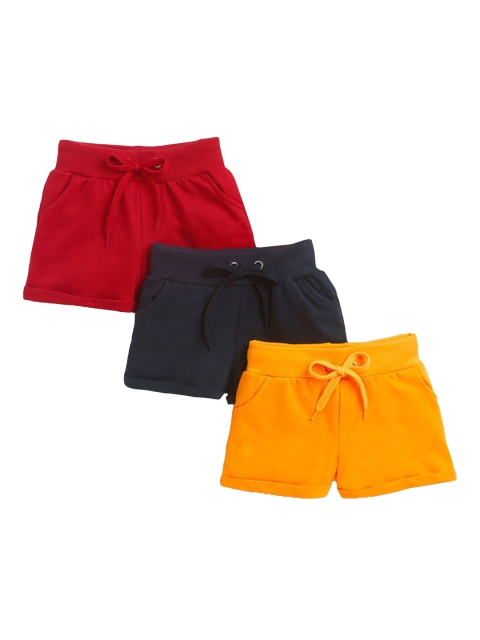 

Hopscotch Pack of 3 Girls Multicoloured Solid Shorts, Multi