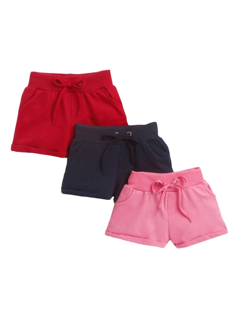 

Hopscotch Girls Pack of 3 Solid Cotton Shorts, Red