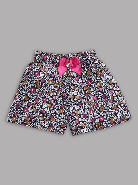 

Hopscotch Girls Multicoloured Floral Printed Cotton Shorts, Multi