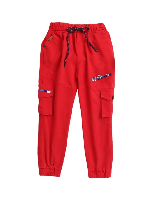 

Hopscotch Girls Red Solid Cotton Track Pants