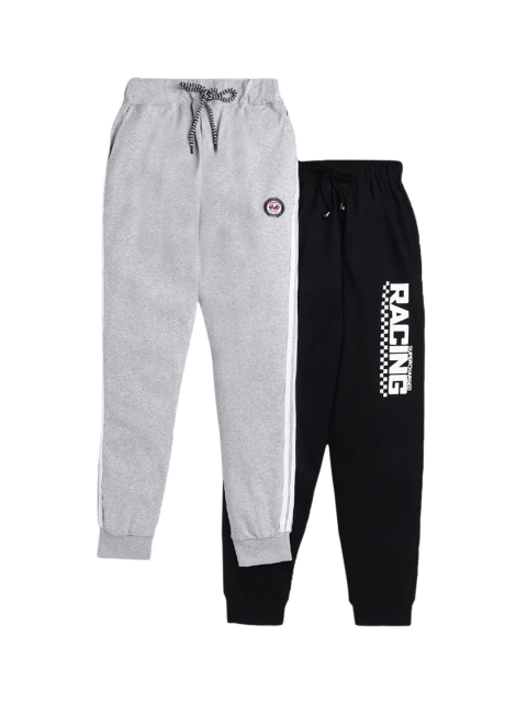 

Hopscotch Boys Pack of 2 Solid Cotton Jogger, Grey melange