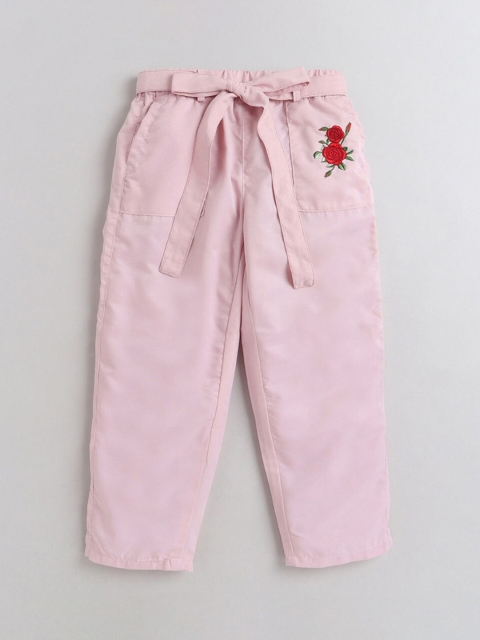 

Hopscotch Girls Pink Solid Cotton Track Pants