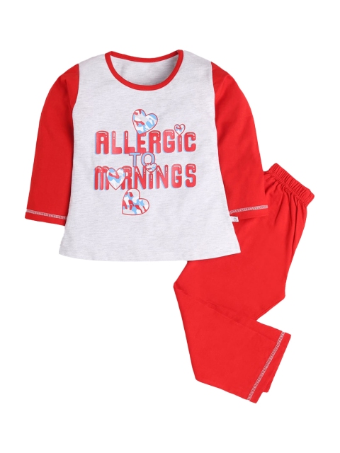 

Hopscotch Girls Red & Grey Printed Cotton Night Suit