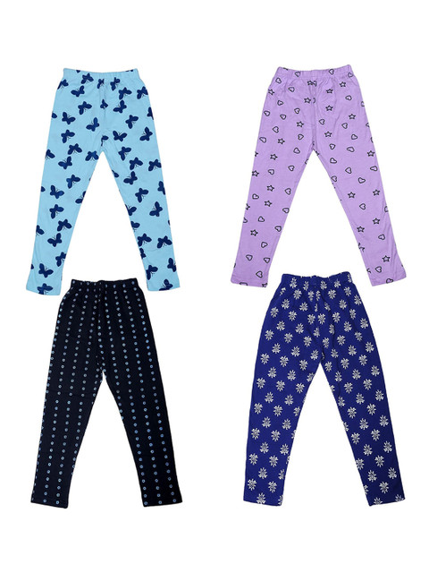 

FRENCH KLEIDER Girls Pack of 4 Multi-Color Cotton Leggings