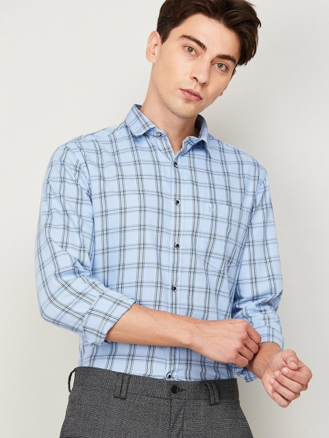

CODE by Lifestyle Men Blue Slim Fit Windowpane Checks Checked Casual Shirt