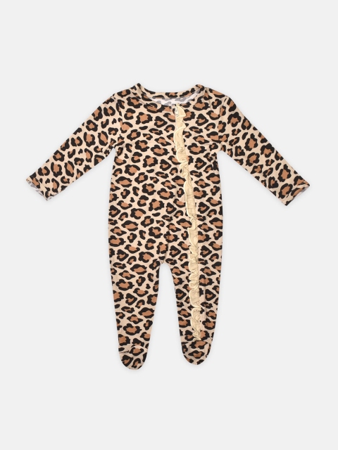 

Softsens Girls Multi-Colored Printed Ruffled Rompers