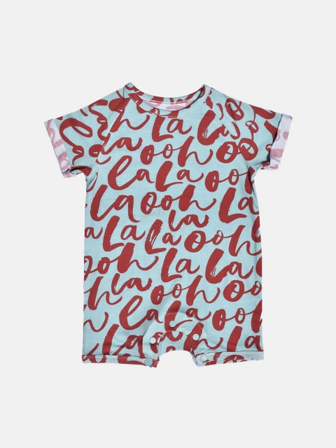 

Softsens Infant Girls Blue Printed Rompers