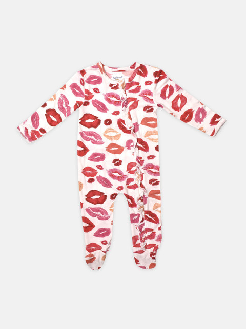 

Softsens Girls Pink & Red Printed Romper