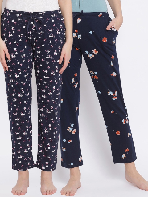 

Kanvin Women Navy Blue Printed Cotton Lounge Pants