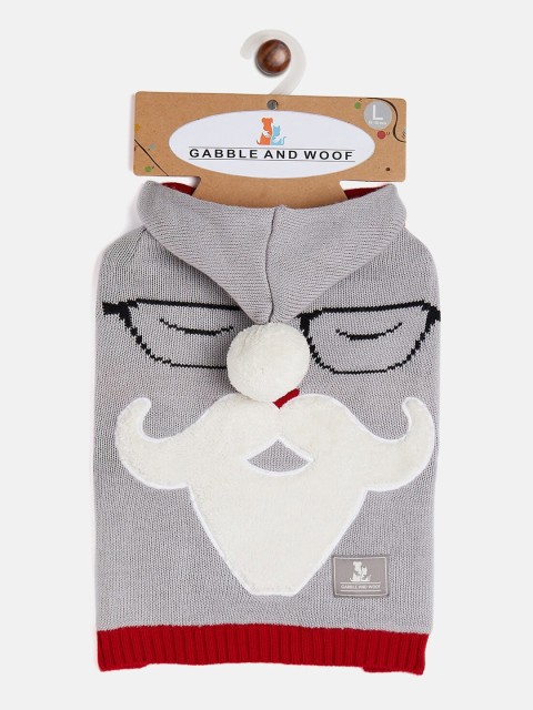 

GABBLE & WOOF Grey & White Printed Winter Dog Sweaters