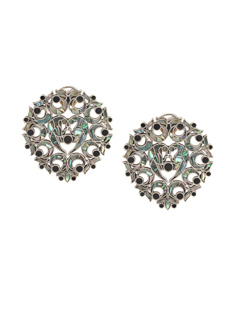 

SANGEETA BOOCHRA Silver Geometric Labradorite Studs Earrings