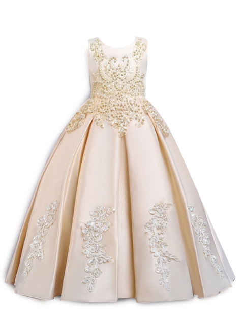 

Hopscotch Beige Embellished Maxi Dress