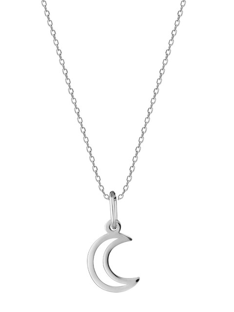 

GIVA Rhodium-Plated Silver-Toned Moon Pendant With Link Chain