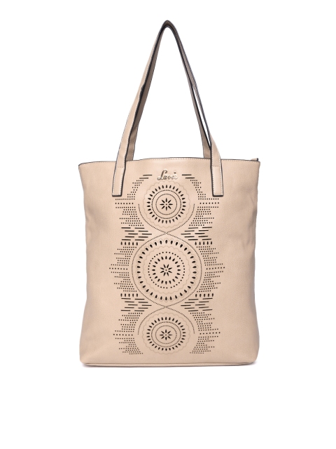 

Lavie Beige Oversized Shoulder Bag with Cut Work