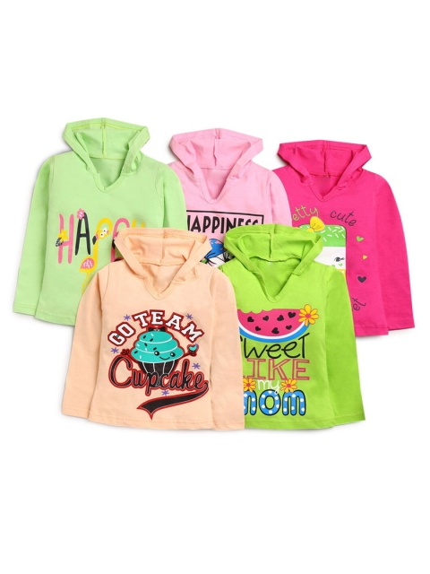 

Hopscotch Girls Multicoloured Set Of 5 Printed T-shirts, Multi