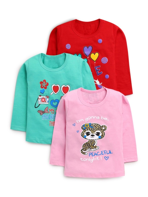 

Hopscotch Girls Multicoloured 3 Printed Applique T-shirt, Multi