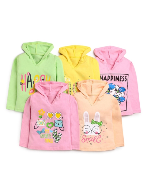 

Hopscotch Girls Pack of 5 Printed T-shirt, Multi
