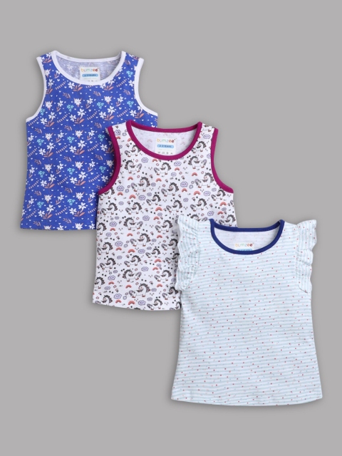 

Hopscotch Girls Pack of 3 Multicoloured Printed Cotton T-shirt, Multi