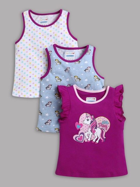 

Hopscotch Girls Pack of 3 Purple Printed T-shirt