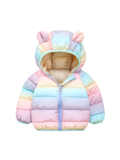 

Hopscotch Girls Multicoloured Crop Puffer Jacket, Multi