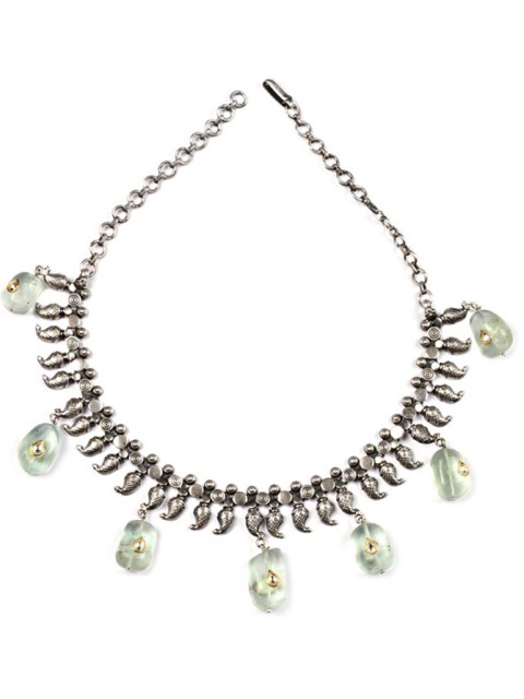

SANGEETA BOOCHRA Silver-Toned & Green Silver Handcrafted Necklace