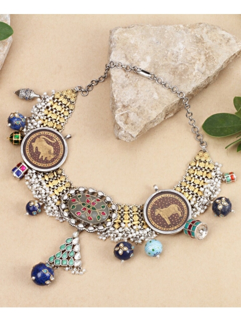 

SANGEETA BOOCHRA Gold-Toned & Brown Silver Gold-Plated Handcrafted Necklace