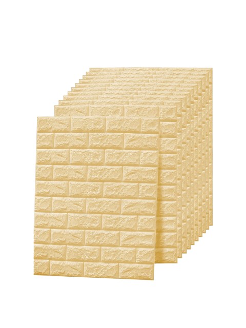 

Tormeti Yellow Stone Brick Printed Self Adhesive Removable Wallpaper