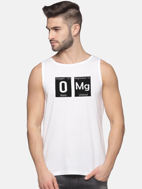 

MASH UNLIMITED Men White & Black Printed Cotton Tank Vest