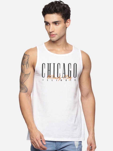 

MASH UNLIMITED Men White Printed Cotton Innerwear Vests