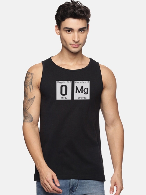 

MASH UNLIMITED Men Black Printed Cotton Innerwear Vests