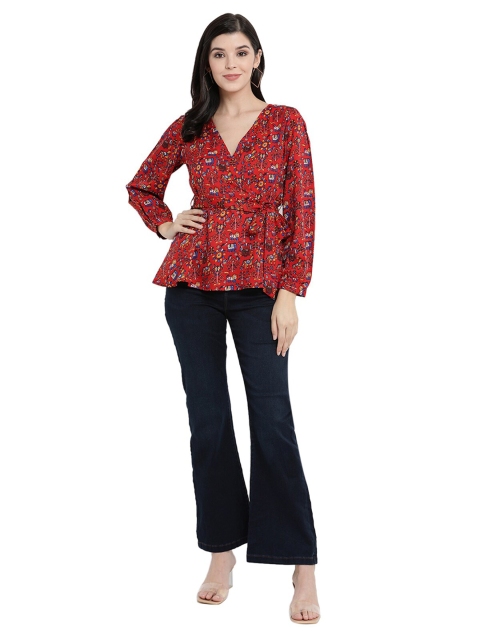 

The Vanca Women Red Floral Printed Top