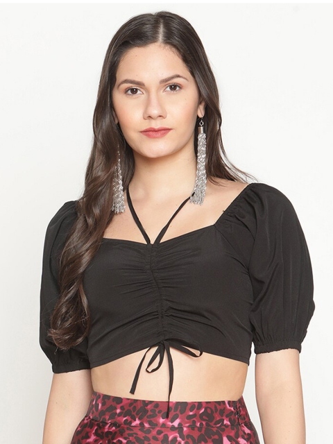 

The Vanca Black Solid Crop Top