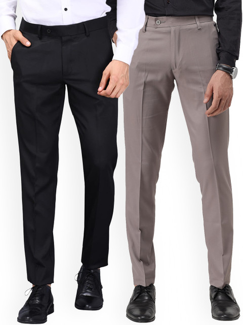 

Vandnam Fabrics Men Black Smart Slim Fit Trousers