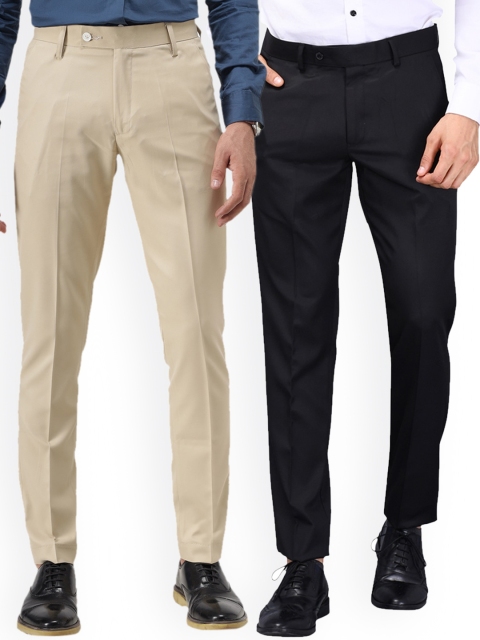 

Vandnam Fabrics Men Black Smart Slim Fit Trousers