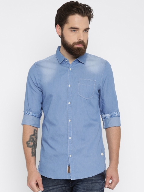 

Being Human Clothing Blue Slim Fit Faded Casual Shirt