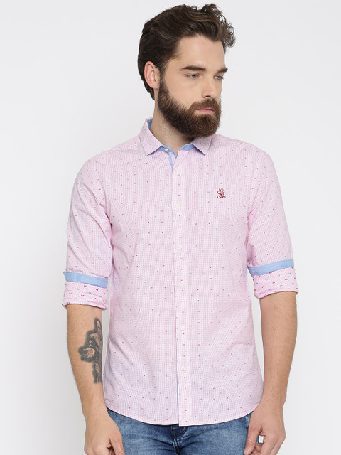 

Being Human Men Pink Slim Fit Checked Casual Shirt