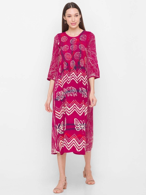 

ZOLA Pink & White A-Line Midi Dress