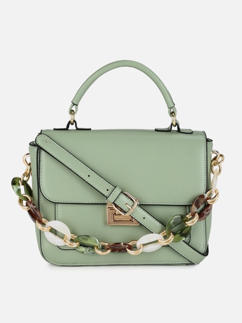 

Van Heusen Woman Green PU Structured Satchel with Tasselled
