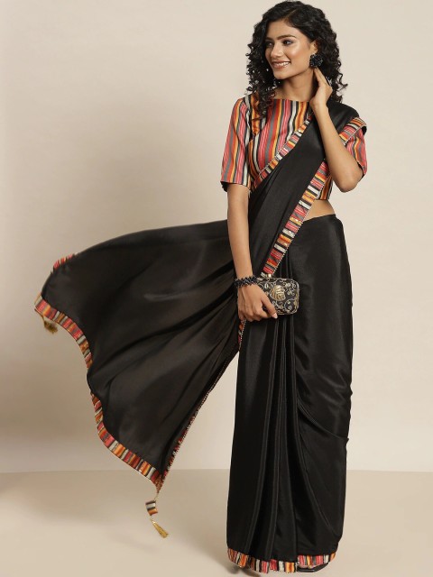 

all about you Black & Red Sequinned Satin Saree