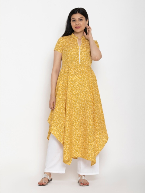 

EZIS FASHION Mustard Yellow & sunray Crepe Maxi Dress