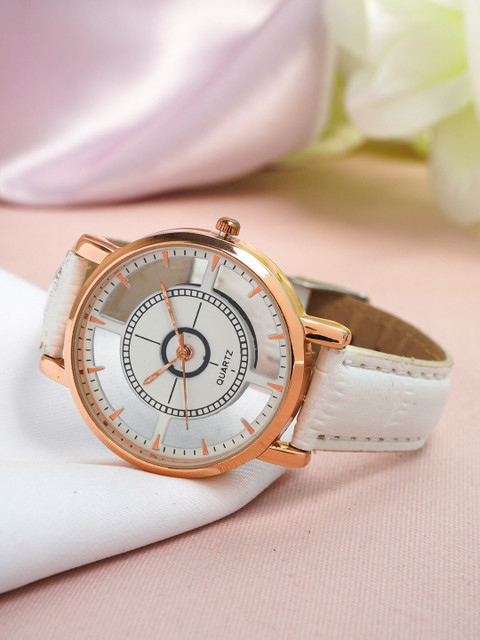 

Ferosh Women Silver-Toned Embellished Dial & White Bracelet Style Straps Analogue Watch APWAT22-1009