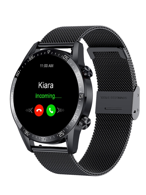 

honeybud Black Airfit Ultra ECG Monitoring Wireless Charger & Bluetooth Calling SmartWatch